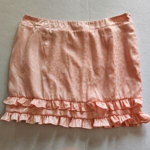 Wild Cat Women's Peach Pink Leopard Print Ruffle Mini Skirt Size XXL